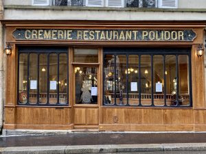 Façade du Polidor restaurant pas cher et historique de Paris